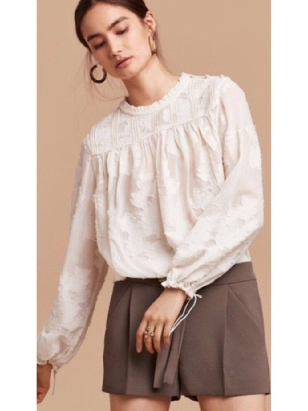 Wilfred White Floral Jacquard Sheer Lourdes Blouse
